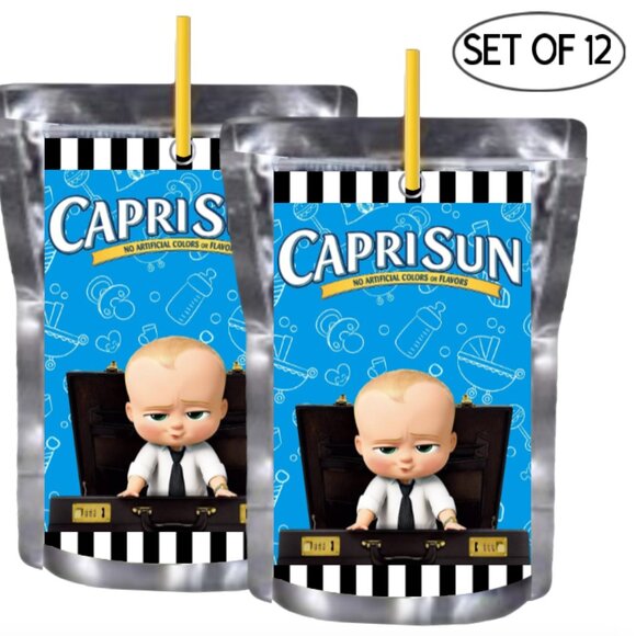 Custom Happy Birthday Juice Pouche labels, Blue design, Set of 12 - Picture 2 of 4